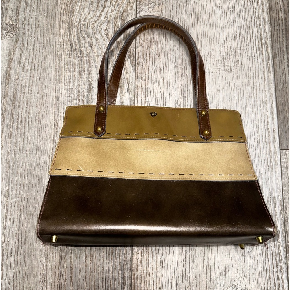 Vintage Jean Fogel Paris New York leather 2 tone shoulder bag clutch